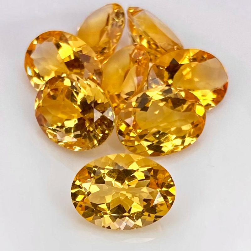 36.90 Cts. Citrine 14x10mm Faceted Oval Shape AA+ Grade Gemstones Parcel - Total 8 Pcs.