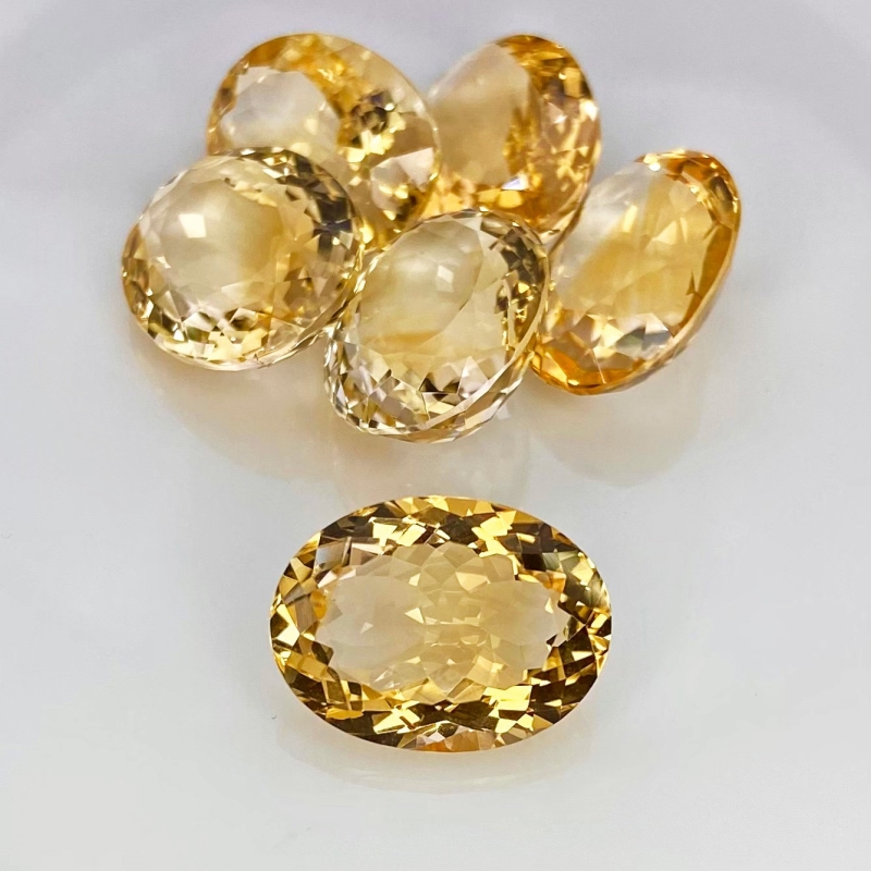 53 Cts. Citrine 16x12mm Faceted Oval Shape AA Grade Gemstones Parcel - Total 6 Pcs.