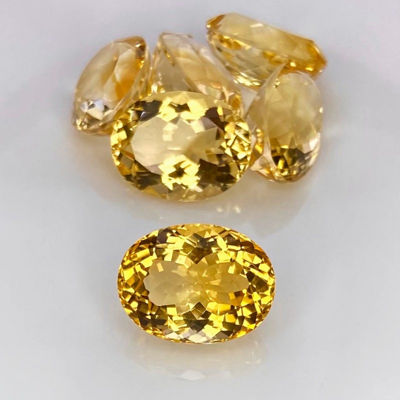 Citrine Faceted Oval Shape Gemstone Parcel - 16x12mm - 6 Pc. - 59.65 Cts.