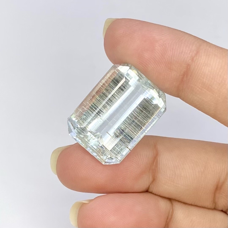 27.73 Cts. Rutile Aquamarine 21.92x16.04mm Step Cut Octagon Shape AA Grade Loose Gemstone - Total 1 Pc.