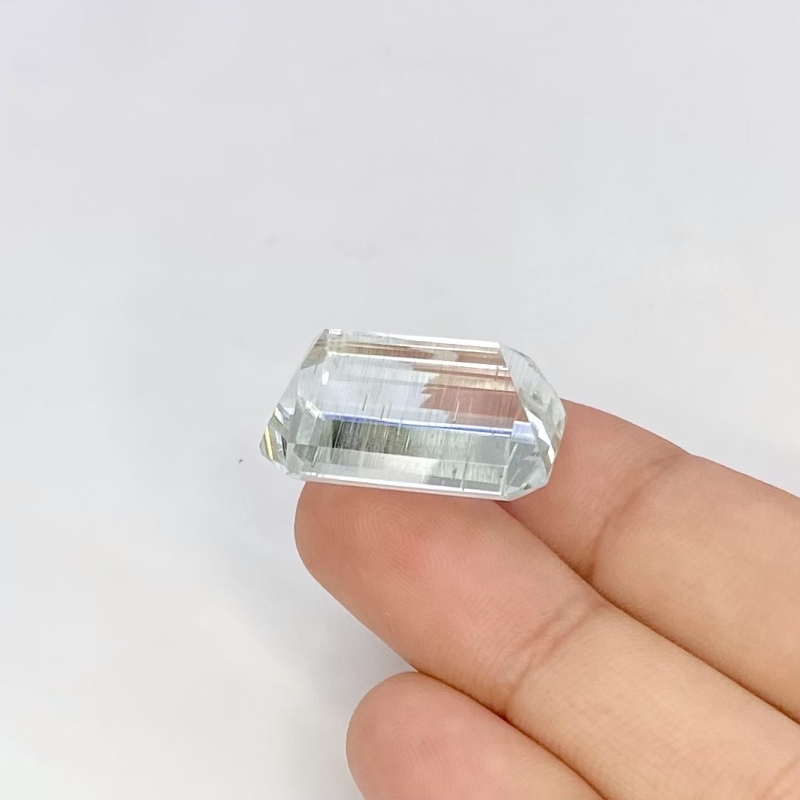 27.73 Cts. Rutile Aquamarine 21.92x16.04mm Step Cut Octagon Shape AA Grade Loose Gemstone - Total 1 Pc.