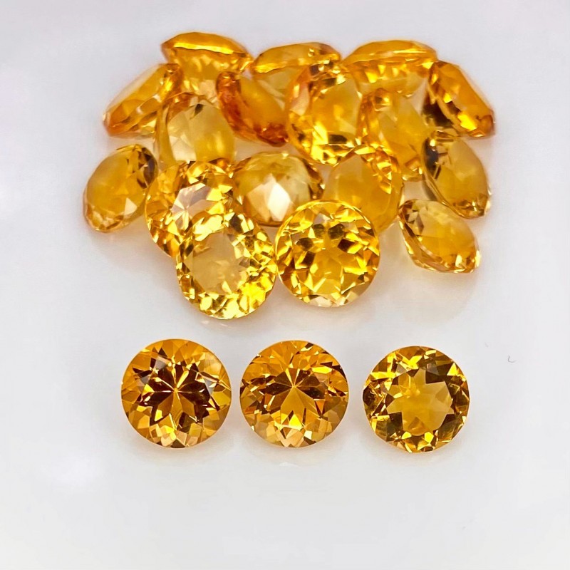 Citrine Faceted Round Shape AAA Grade Gemstone Parcel - 7mm - 20 Pc. - 24.90 Carat
