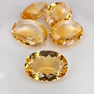 44.25 Cts. Citrine 18x13mm Faceted Oval Shape AA Grade Gemstones Parcel - Total 5 Pcs.