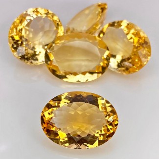 Citrine Faceted Oval Shape Gemstone Parcel - 16x13.5-18.5x13mm - 5 Pc. - 51.85 Cts.