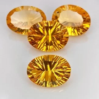 Citrine Concave Cut Oval Shape AAA Grade Gemstone Parcel - 13x10mm - 4 Pc. - 17.15 Cts.