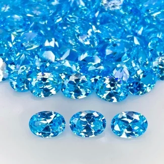  176.35 Cts. Aqua Blue CZ 8x6mm Faceted Oval Shape AAA Grade Gemstones Parcel - Total 90 Pcs.