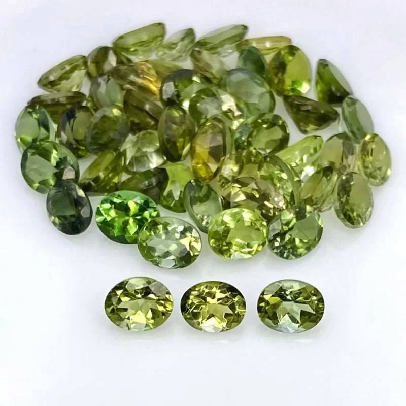 Green Tourmaline Faceted Oval Shape Gemstone Parcel - 5x4mm - 49 Pc. - 17.97 Carat