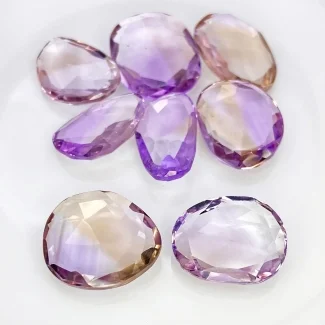 81 Cts. Ametrine 18-22mm Rose Cut Irregular Shape AA Grade Gemstones Parcel - Total 8 Pcs.