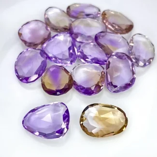 133.15 Cts. Ametrine 15-18mm Rose Cut Irregular Shape AA Grade Gemstones Parcel - Total 15 Pcs.
