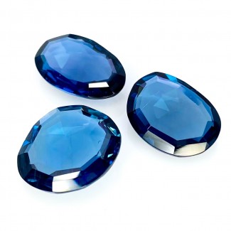 London Blue Topaz Faceted Irregular Shape AAA Grade Gemstone Parcel - 15.5x11.5-16.5x10mm - 3 Pc. - 24.46 Cts.