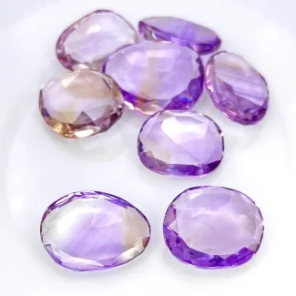 90.85 Cts. Ametrine 17-22mm Rose Cut Irregular Shape AA Grade Gemstones Parcel - Total 8 Pcs.