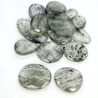 117.1 Carat Black Rutile 13.5-27mm Rose Cut Irregular Shape AA Grade Gemstones Parcel - Total 15 Pcs.