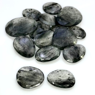 133 Carat Black Rutile 13.5-26mm Rose Cut Irregular Shape AA Grade Gemstones Parcel - Total 15 Pcs.