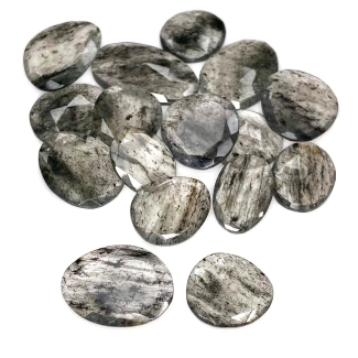134.25 Carat Black Rutile 16-26mm Rose Cut Irregular Shape AA Grade Gemstones Parcel - Total 16 Pcs.