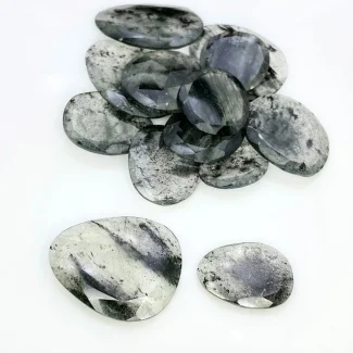 145 Carat Black Rutile 16.5-28mm Rose Cut Irregular Shape AA Grade Gemstones Parcel - Total 13 Pcs.