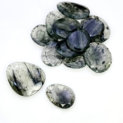 145 Carat Black Rutile 16.5-28mm Rose Cut Irregular Shape AA Grade Gemstones Parcel - Total 13 Pcs.
