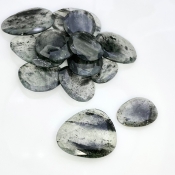 145 Carat Black Rutile 16.5-28mm Rose Cut Irregular Shape AA Grade Gemstones Parcel - Total 13 Pcs.