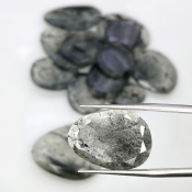 145 Carat Black Rutile 16.5-28mm Rose Cut Irregular Shape AA Grade Gemstones Parcel - Total 13 Pcs.