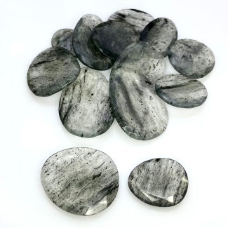 120.95 carat Black Rutile 14-27mm Rose Cut Irregular Shape AA Grade Gemstones Parcel - Total 13 Pcs.