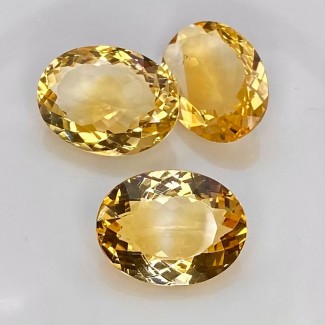 Citrine Faceted Oval Shape Gemstone Parcel - 19x14-19.5x14.5mm - 3 Pc. - 37.25 Cts.