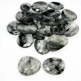 114.5 Carat Black Rutile 11.5-21mm Rose Cut Irregular Shape AA Grade Gemstones Parcel - Total 22 Pcs.