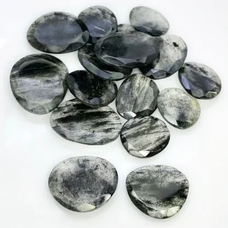 118.2 Carat Black Rutile 13-22mm Rose Cut Irregular Shape AA Grade Gemstones Parcel - Total 16 Pcs.