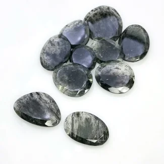 100.90 Carat Black Rutile 17-25mm Rose Cut Irregular Shape AA Grade Gemstones Parcel - Total 10 Pcs.