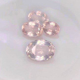 Rose Quartz Faceted Oval Shape AA Grade Gemstone Parcel - 11x9-18x13mm - 4 Pc. - 26.50 Cts.