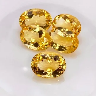 61.80 Cts. Citrine 18x13mm Faceted Oval Shape AA+ Grade Gemstones Parcel - Total 5 Pcs.