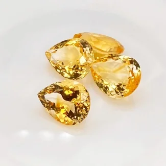 54.85 Cts. Citrine 19x15mm Faceted Pear Shape AA+ Grade Gemstones Parcel - Total 4 Pcs.