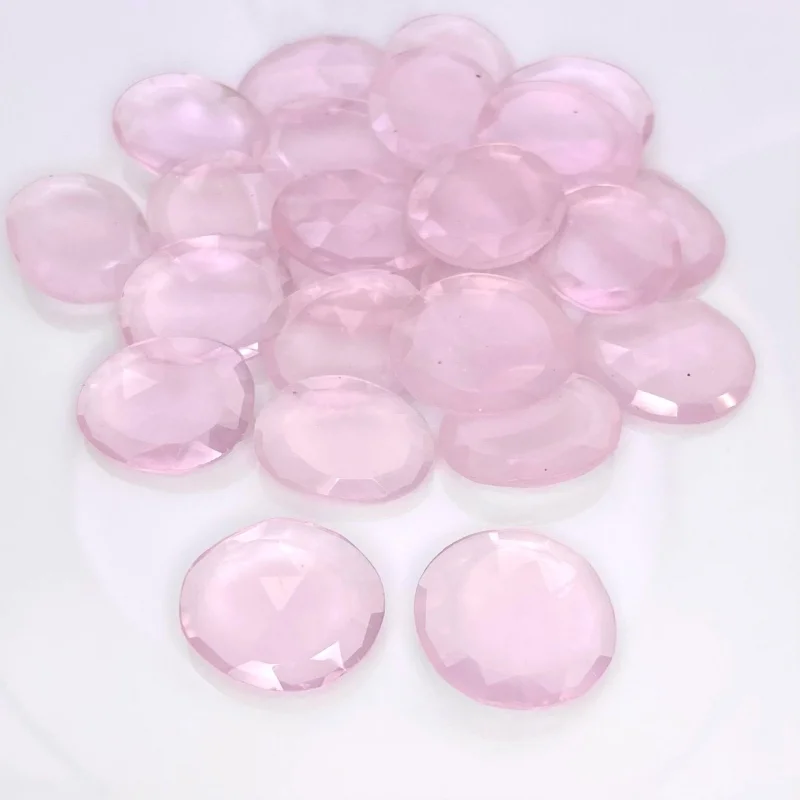 167 Cts. Rose Quartz 15.5-18.5mm Rose Cut Irregular Shape AA Grade Gemstones Parcel - Total 25 Pcs.