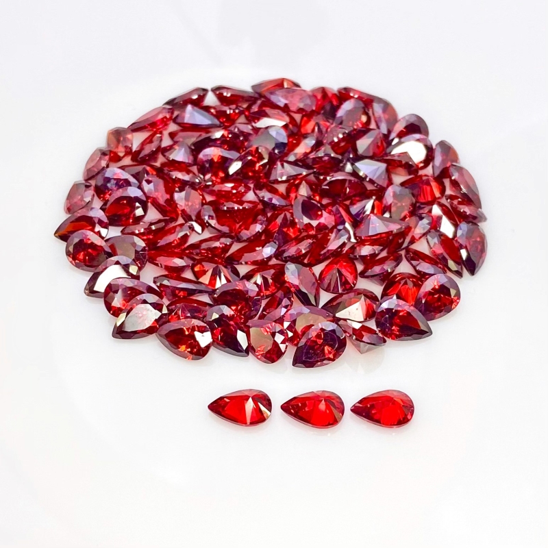  227.7 Carat Garnet Red CZ 9x6mm Faceted Pear Shape AAA Grade Gemstones Parcel - Total 100 Pcs.
