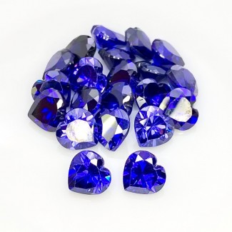 Tanzanite Blue CZ Faceted Heart Shape Gemstone Parcel - 9mm - 21 Pc. - 94.95 Cts.