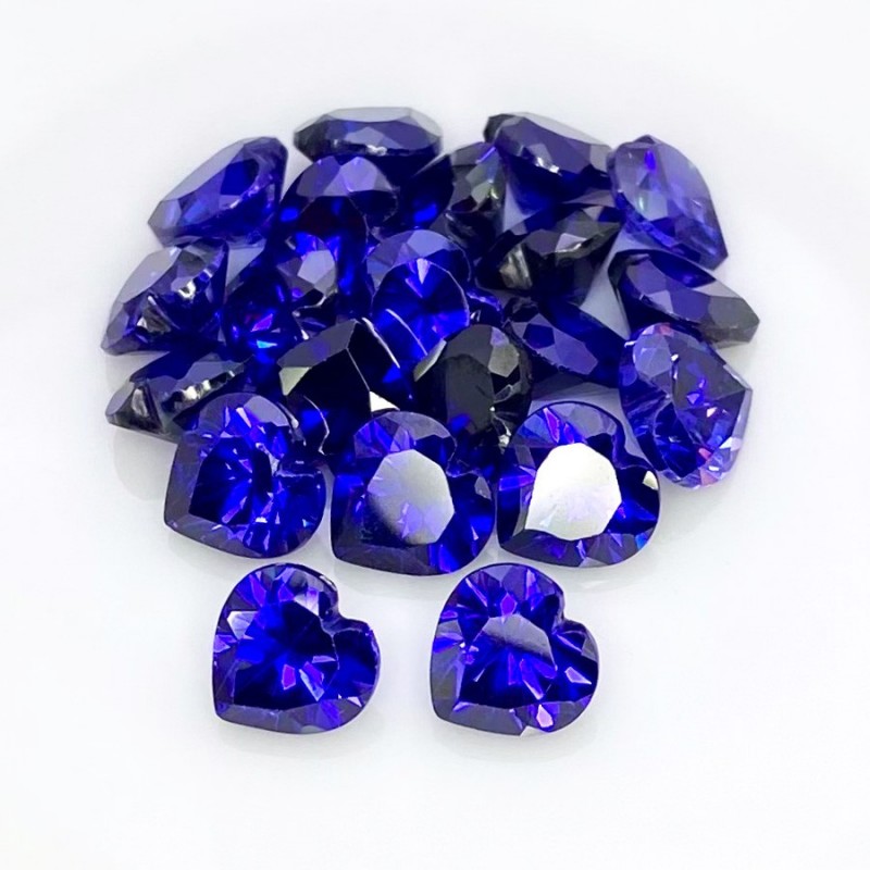 Tanzanite Blue CZ Faceted Heart Shape Gemstone Parcel - 9mm - 21 Pc. - 94.40 Cts.