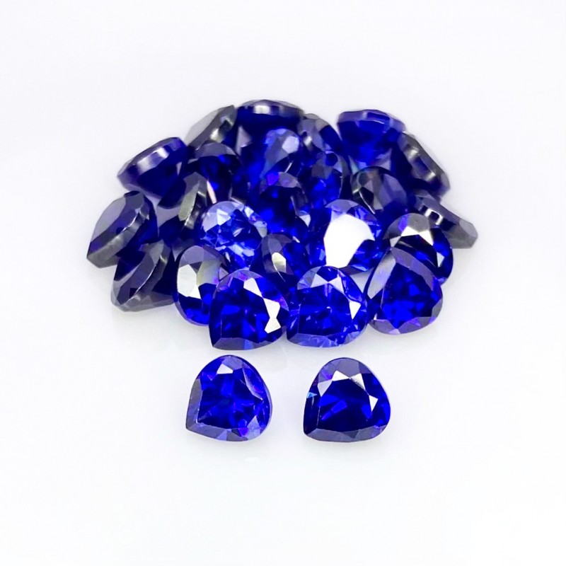 Tanzanite Blue CZ Diamond Cut Heart Shape Gemstone Parcel - 6mm - 25 Pc. - 39 Carat