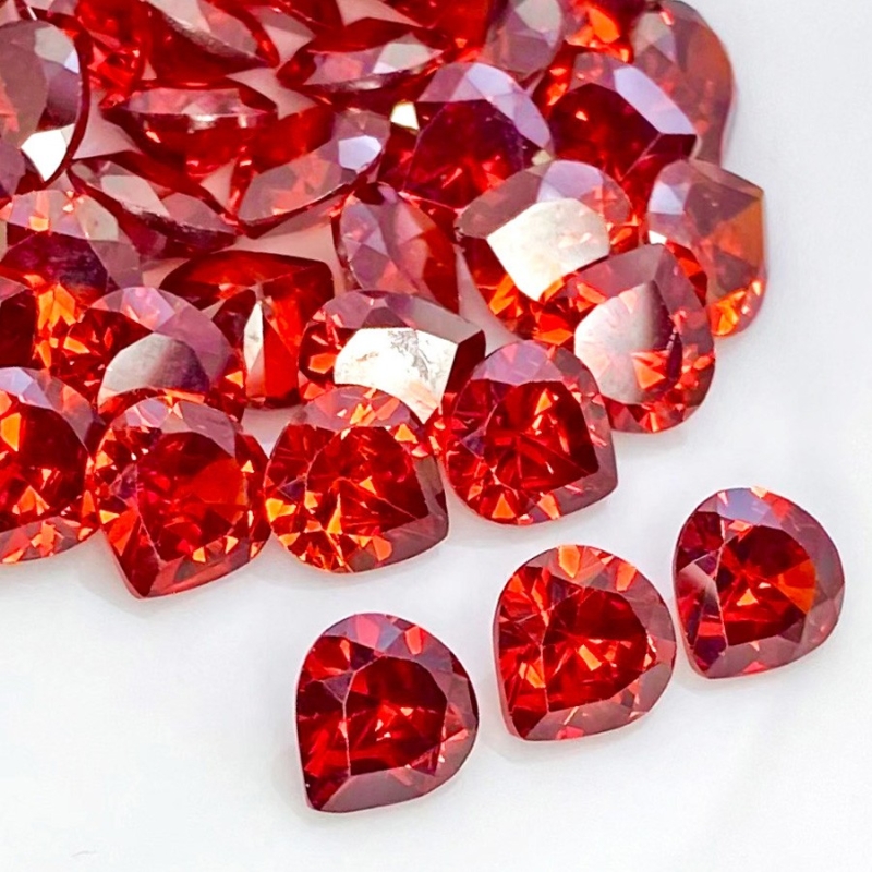  201.85 Carat Garnet Red CZ 9mm Faceted Heart Shape AAA Grade Gemstones Parcel - Total 50 Pcs.