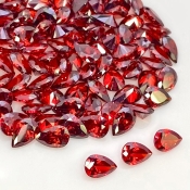  227.7 Carat Garnet Red CZ 9x6mm Faceted Pear Shape AAA Grade Gemstones Parcel - Total 100 Pcs.