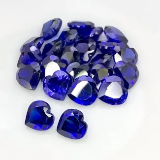  128.90 Cts. Tanzanite Blue CZ 10mm Faceted Heart Shape AAA Grade Gemstones Parcel - Total 23 Pcs.