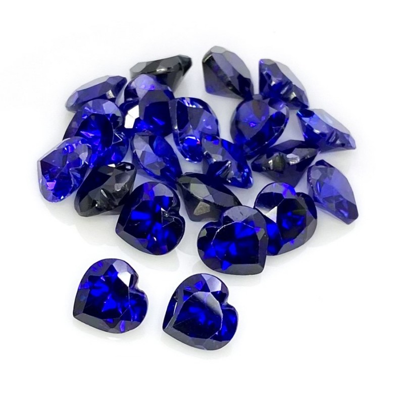 Tanzanite Blue CZ Faceted Heart Shape Gemstone Parcel - 9mm - 21 Pc. - 93.40 Cts.