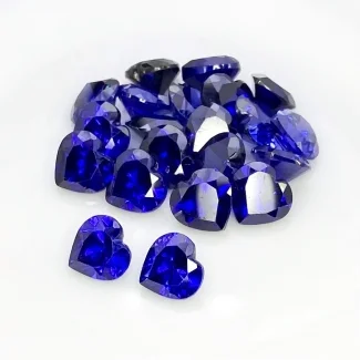  94.90 Cts. Tanzanite Blue CZ 9mm Faceted Heart Shape AAA Grade Gemstones Parcel - Total 21 Pcs.