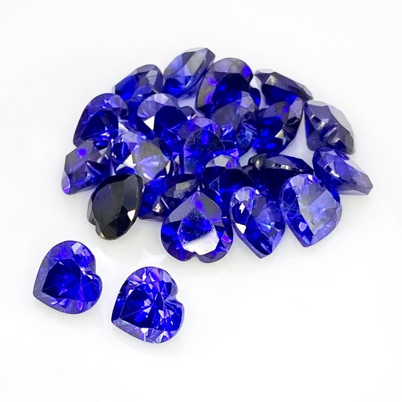 Tanzanite Blue CZ Faceted Heart Shape Gemstone Parcel - 9mm - 22 Pc. - 98.25 Cts.