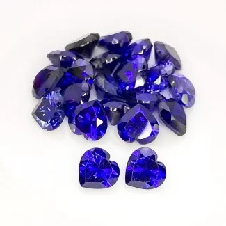 Tanzanite Blue CZ Faceted Heart Shape Gemstone Parcel - 9mm - 21 Pc. - 93.40 Cts.
