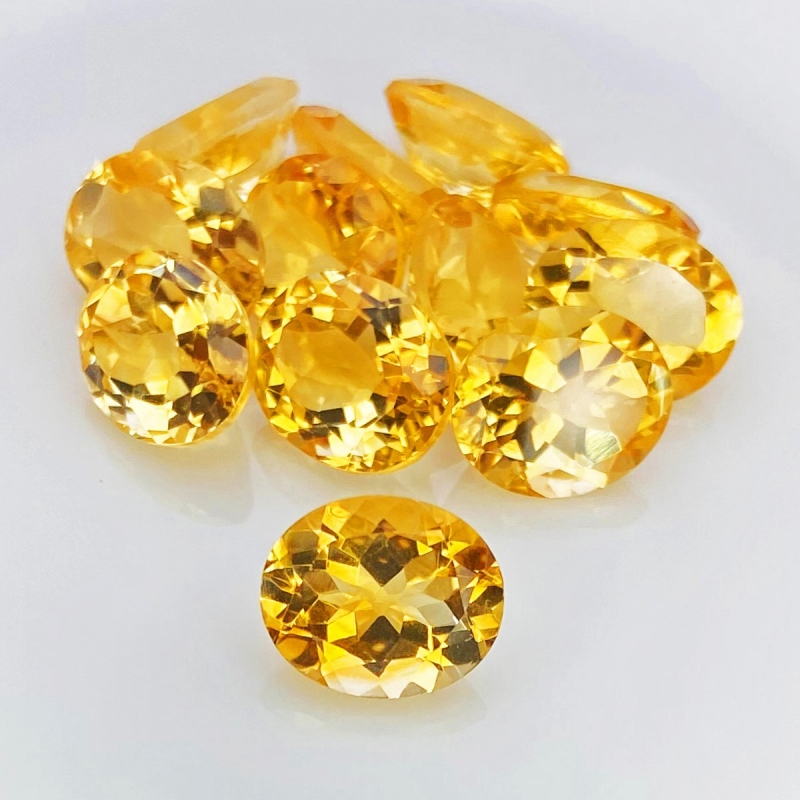 39.60 Cts. Citrine 11x9mm Faceted Oval Shape AA Grade Gemstones Parcel - Total 12 Pcs.