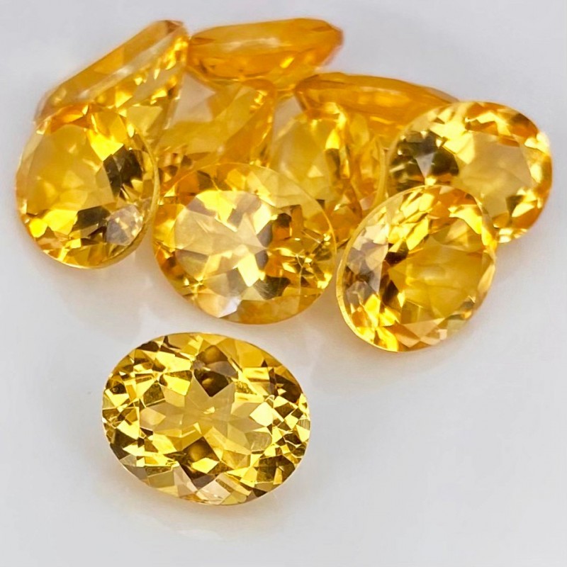 Citrine Faceted Oval Shape AAA Grade Gemstone Parcel - 11x9mm - 10 Pc. - 32.45 Cts.