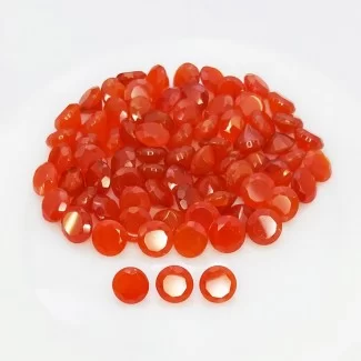 95.70 Cts. Carnelian 7mm Faceted Round Shape AA Grade Gemstones Parcel - Total 76 Pcs.