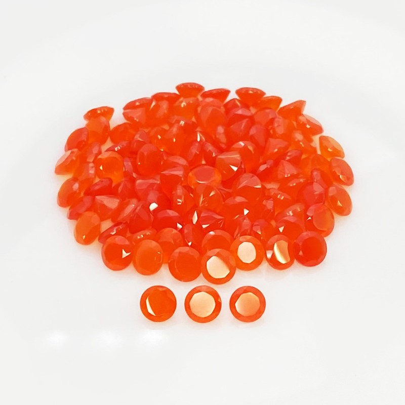 Carnelian Faceted Round Shape AA Grade Gemstone Parcel - 5mm - 100 Pc. - 45.40 Cts.