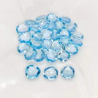 55.15 Carat Sky Blue Topaz 8x6-9.5x8.5mm Rose Cut Irregular Shape AAA Grade Gemstones Parcel - Total 30 Pcs.