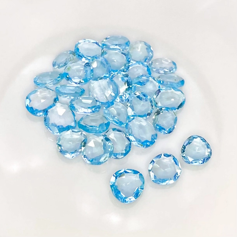 55.15 Carat Sky Blue Topaz 8x6-9.5x8.5mm Rose Cut Irregular Shape AAA Grade Gemstones Parcel - Total 30 Pcs.