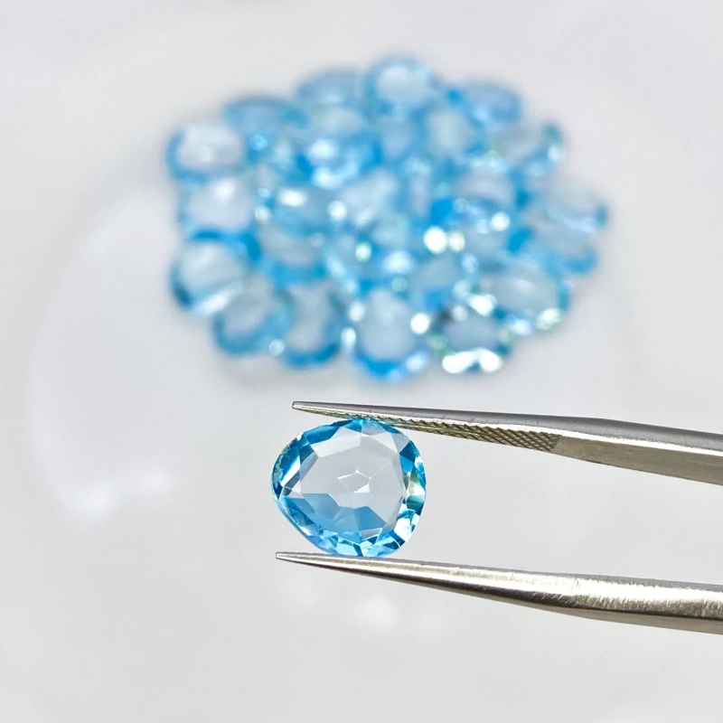 55.15 Carat Sky Blue Topaz 8x6-9.5x8.5mm Rose Cut Irregular Shape AAA Grade Gemstones Parcel - Total 30 Pcs.