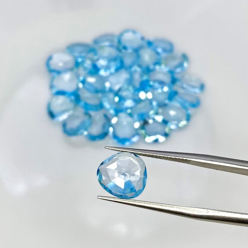 55.15 Carat Sky Blue Topaz 8x6-9.5x8.5mm Rose Cut Irregular Shape AAA Grade Gemstones Parcel - Total 30 Pcs.